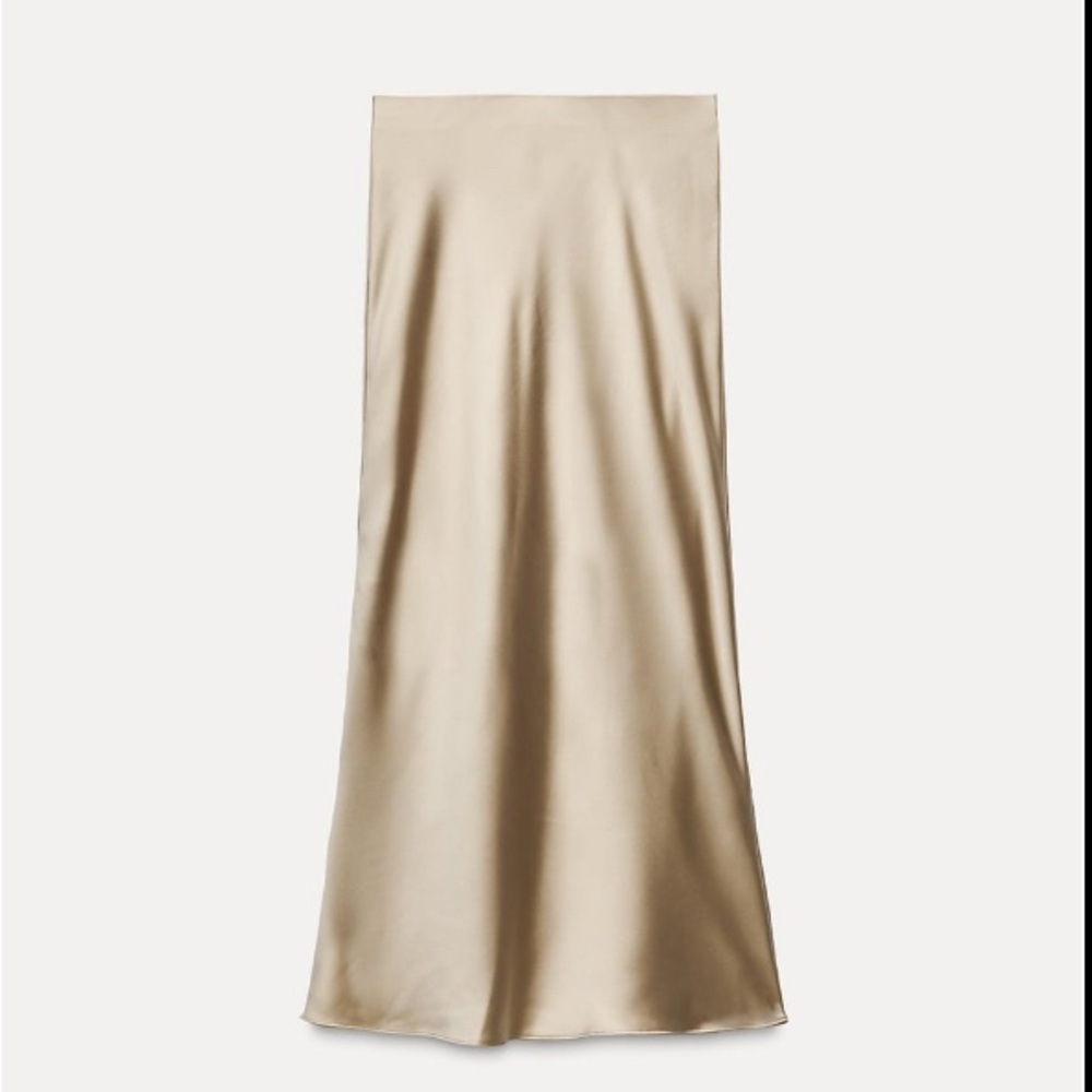 Zara Satin Maxi Skirt in Champagne